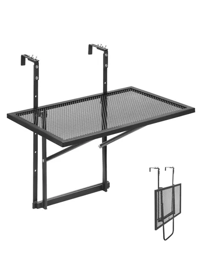 VEVOR Balkontisch Hängetisch 61x41cm - Verstellbarer Klapptisch für Balkon - Kategorie: Balkontisch, aus robustem Edelstahl, mit 5 einstellbaren Höhenstufen für flexiblen Einsatz auf jedem Balkon.
