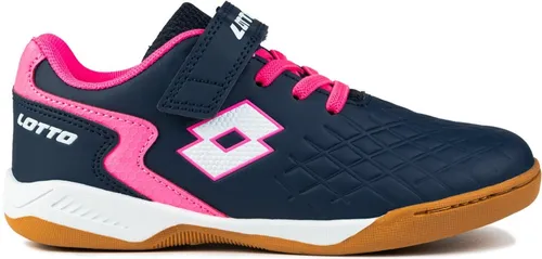 Lotto Unisex Kinder Dasher Sneaker, Navy/Fuchsia, 27 EU - Farbenfroher Hallen-Sportschuh mit nichtfärbender Sohle, elastischer Schnürung und Klettverschluss – perfekt für Schul- und Freizeitsport!