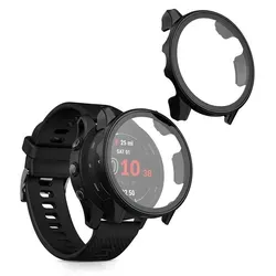 kwmobile 2x Glas Hülle für Garmin Forerunner 255 / 255 Music Schutzhülle - Fullbody Fitnesstracker Case Set aus Glas - Schwarz - Schwarz
