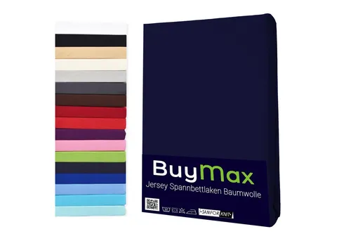 Buymax Spannbettlaken StyleHeim Jersey aus 100% Baumwolle, Jersey, Gummizug: Rundumgummi, Pflegeleicht und Atmungsaktiv in Verschiedenen Farben und Größen