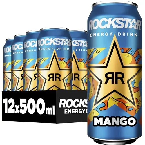 Rockstar Energy Drink Mango Geschmack, 12x500ml – koffeinhaltig