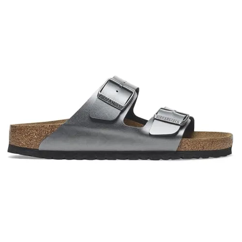 Birkenstock Arizona Sandalen Damen in metallic black, Größe 36 - Wanderschuhe mit anatomisch geformtem Kork-Latex-Fußbett für optimalen Komfort; strapazierfähiges Birko-Flor-Obermaterial und schicke Dornschnallen für einen stilvollen Look.