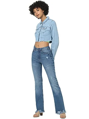 ONLY Onlwonder Ls Cropped DNM Jacket Gua Noos - Funktionsjacken, eleganter Look mit regulärer Passform und angenehmem Tragegefühl – der perfekte Allrounder für Deinen Everyday Look.