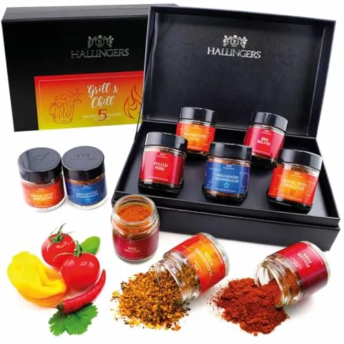 Hallingers Genuss Manufaktur Gewürz Geschenkset handgemacht, 5 Gewürze aus aller Welt|Made in Bayern