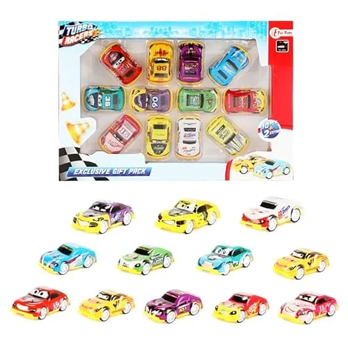 Toi-Toys Mini RENNAUTO Turbo Racers 12er-Set Rallye Spielzeugautos mit Rückzug Rennwagen Auto 54
