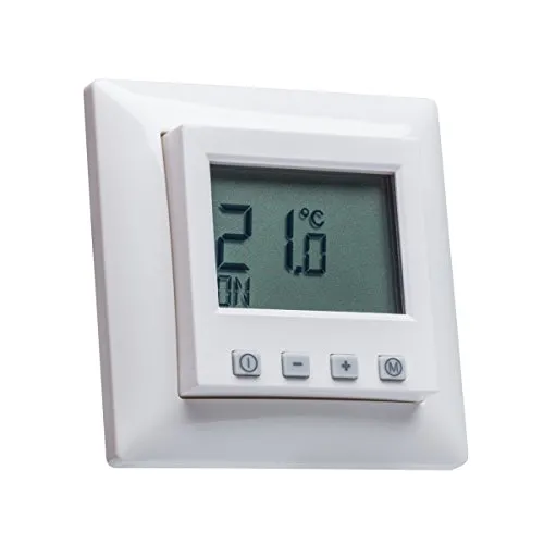 Halmburger digital Raumthermostat ERD55rg mit großem Display inkl. Gira Standard 55 1-Fach Rahmen 021103 in reinweiß Glanz für Fußbodenheizung Stellantriebe 230V stromlos geschlossen (NC)