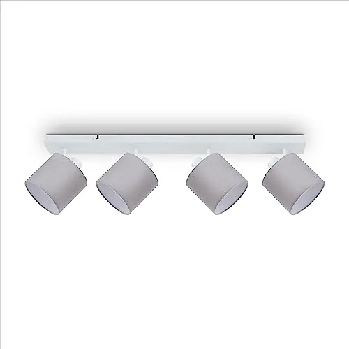 Paco Home LED Pendellampe Wandlampe Deckenlampe Wohnzimmer Esszimmer Schlafzimmer Modernes Design Uni Schirm Stoff E14, Farbe:Grau - Weiß, Leuchtentyp___Technologie:Wandleuchte 4xE14