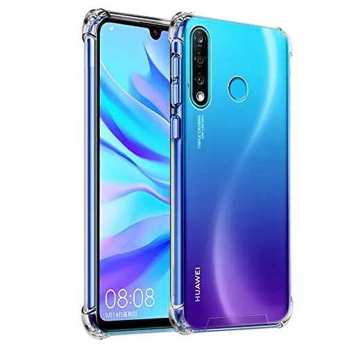 Hually Hülle für Huawei P30 Lite, Ultra Dünn Transparent Weiche Silikon TPU Handyhülle, Anti-Gelb Crystal Clear Silikonhülle, Anti-Scratch Schutzhülle, Durchsichtige Case Cover für nova 4e Hülle