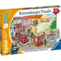 Ravensburger tiptoi Puzzle 00133 - Interaktives Puzzle für kleine Entdecker, spannender Feuerwehreinsatz und Wissen über Einsatzfahrzeuge für Kinder ab 3 Jahren