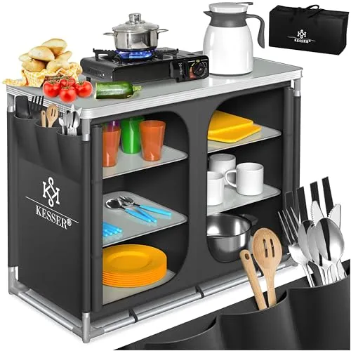 KESSER® Campingküche | Tragetasche, Becherset & Aluminiumgestell