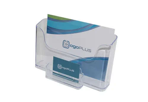 ogoPLUS Zeitungsständer DIN A5 Querformat Prospekthalter Hochformat mit Visitenkartenständer