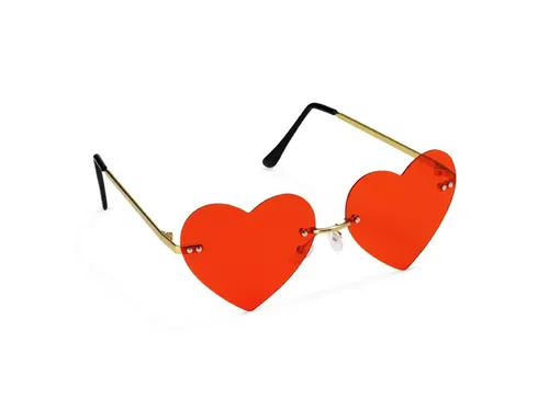 Okulary Serduszka, czerwony PartyDeco