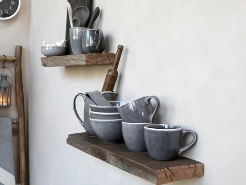 Chic Antique Grimaud Vintage Regal 61x14 cm - Stylisches Unika Regal aus Holz in Natur Braun, ideal für Vintage-Liebhaber. Perfekt für kleine Räume mit nur 4 cm Höhe und 1 Regalfach.