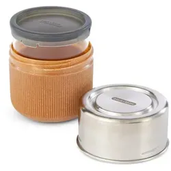 black+blum Lunchbox aus Borosilikatglas - Hochwertige 3-tlg. Brotdose mit Edelstahl-Deckel, spülmaschinen- und mikrowellengeeignet. Die stilvolle Hülle aus Holzfaser sorgt für sicheren Halt und schützt die Lunchbox.