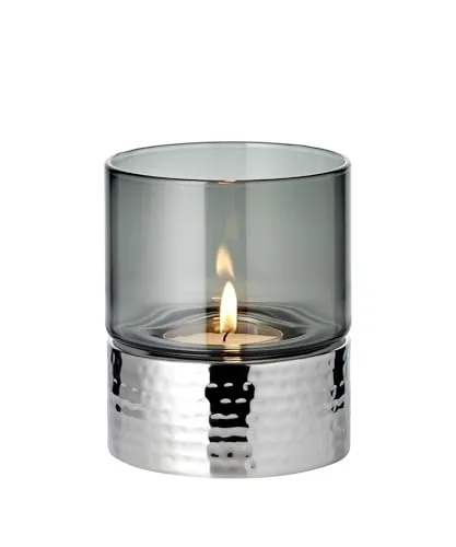 EDZARD Windlicht Cosmo - Stilvolles Windlicht aus dunklem Glas - Windlichter für Maxi-Teelichter, windgeschützt und elegant im Design. Ideal für Gartenpartys oder als Geschenk für besondere Anlässe.