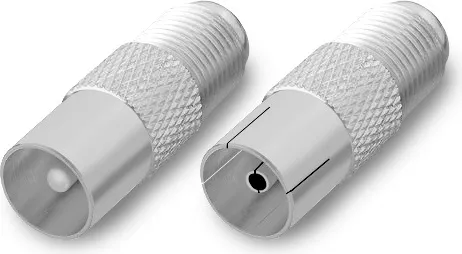 ARLI 2x TV Adapter Set – 1x IEC Stecker + 1x IEC Kupplung 9,5 mm auf F-Kupplung | Koax Antennenkabel Konverter SAT TV