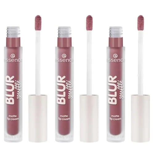 essence BLUR soufflé matte lip cream, Lippenstift, Nr. 09, Pink, matt, vegan, ölfrei, ohne Parabene, ohne Mikroplastikpartikel, 3er Pack (3x3.6ml)
