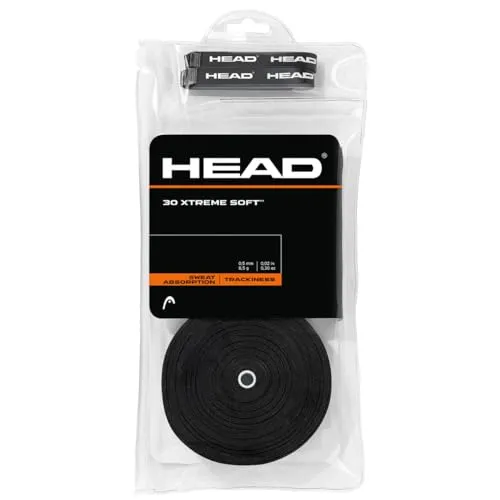 HEAD Xtreme Soft Tennisovergrip schwarz 30er Pack - Tennis-Zubehör mit hervorragendem Griff und Schweißabsorption, ideal für besseren Halt und Kontrolle beim Spiel.