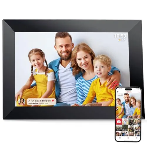 Frameo Digitaler Bilderrahmen WiFi VESWWE 10,1 Zoll Digital Photo Frame 1280x800 IPS-Touchscreen Integrierter Speicher 32 GB Automatisches Drehen für die sofortige Freigabe von Fotos und Videos