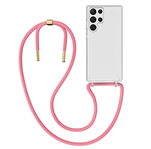 MyGadget Handykette für Samsung Galaxy S22 Ultra - [ Hülle mit Band abnehmbar & verstellbar ] - Handyhülle mit Handyband zum Umhängen Schnur Case Schutzhülle - Rosa