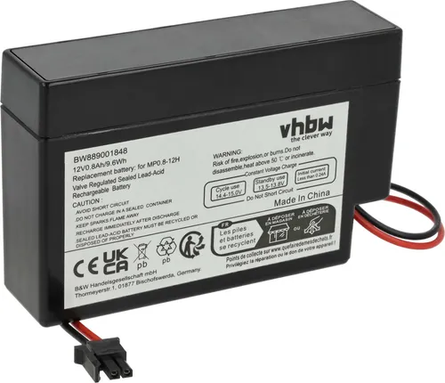 vhbw Akku Ersatz für MP0.8-12H (800mAh, 12V, AGM, AMP Stecker)