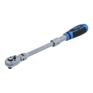 BGS 25126 Umschaltknarre | Ausziehbar & Abwinkelbar - Ratschenschlüssel mit teleskopierbarem Hebelarm (260-365 mm) für hohe Drehmomente, ergonomischer 2-Komponentengriff und 72-Zähne-Ratschenkopf für sicheres Arbeiten.