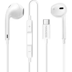 Mayaxess, USB-C Kopfhörer mit Mikro für Galaxy S25 / Ultra / Plus / FE / Edge, Weiß - Weiß