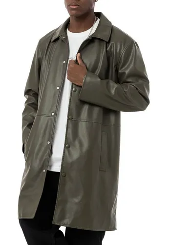 RedBridge Lederimitatmantel mit Hemdkragen und Druckknöpfen Kunstlederjacke Glattes Kunstleder mit eleganter Haptik