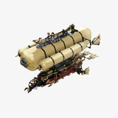 BlueBrixx Pro 108410 - Steampunk: Luftschiff, 2105 Klemmbausteine, Steampunk-Set, Geschenk für Steampunk Fans, Standardsteine, Bausteine der Steampunk-Serie