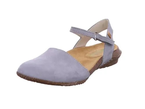 El Naturalista Sandalen Nubukleder Ballerina blau 40 EU - Wanderschuhe aus hochwertigem Nubukleder, ideal für entspannte Sommerausflüge mit 4 cm Blockabsatz und bequemem Klettverschluss.