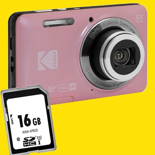 Kodak Pixpro FZ55 Digitalkamera in Pink mit 16 GB SD-Karte