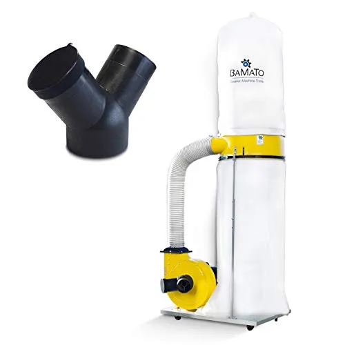 BAMATO Absauganlage AB-2530 mit Y-Adapter - Effiziente Späneabsaugung für Werkstätten, starke Leistung von 1500 W und Unterdruck von 1800 Pa für saubere Arbeitsumgebungen.