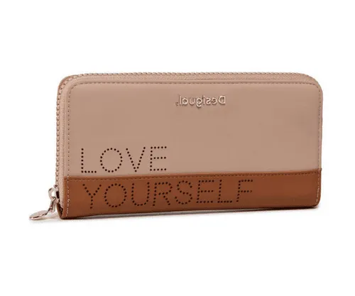 Desigual Geldbörse Rhapsody Zip LOVE YOURSELF 19x10cm Braun Damen Geschenk Neu**