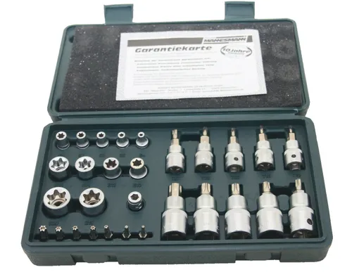 Bit-Set Spezial Schraubsatz 29-tlg. für T-Profil - Werkzeug-Set mit 29 Teilen, ideal für T-Profil Schrauben. Hergestellt aus robustem Chrom-Vanadium-Stahl, garantiert Langlebigkeit und praktische Anwendung in Garage oder Werkstatt.