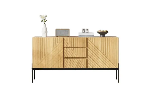 SOFTWEARY Sideboard (Breite 140 cm, mit 3 Schubladen), Metallfüße