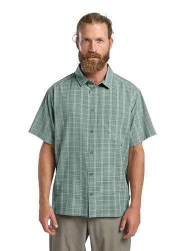 Jack Wolfskin MESETA Funktionshemd Herren – kariert in sago palm, Größe S - Atmungsaktives Funktionshemd aus Texadri-Material, das für hohen Tragekomfort sorgt; feuchtigkeitsregulierend und schnelltrocknend; ideal für aktive Freizeit.