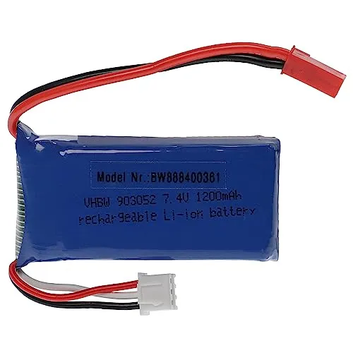 vhbw Akku kompatibel mit BEC Stecker für Modellbau z.B. Racing Car, Helikopter, Flugzeug (1200mAh, 7,4V, Li-Polymer, 57 x 29 x 20 mm)