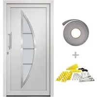 vidaXL Haustür Weiß 98x208 cm - Sicherheit und Stil vereint - Haustüren mit eleganter Optik und robuster Qualität. Ausgestattet mit 5-Punkt-Pilzstiftverriegelung und isolierverglasten Fenstern für mehr Sicherheit und Energieeffizienz.