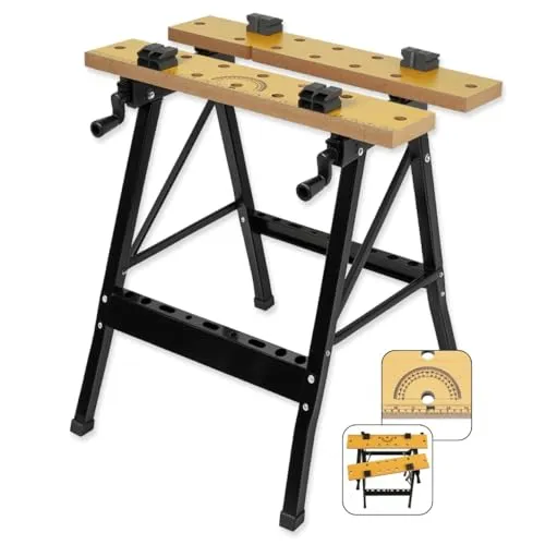 WALTER klappbarer Werk- und Spanntisch YH-WB014B - Faltbarer Arbeitstisch mit einer stabilen Arbeitsfläche von 605 mm und einer Tragkraft von 100 kg – ideal für Heimwerker und Profis.