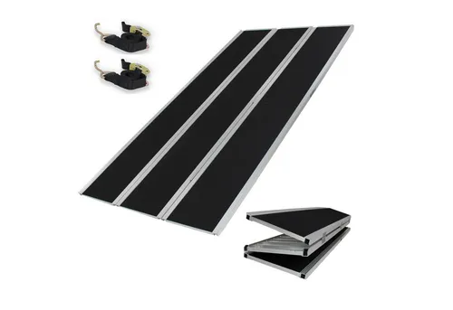 DREIBREIT by TRUTZHOLM 3-Fach Auffahrrampe 255cm - Laderampe mit 255cm Länge und 1020kg Tragkraft, ideal für Motorräder und Quads, klappbar und platzsparend, sorgt für sicheres Verladen auf hohe Ladekanten.