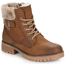 TOM TAILOR Winterboots Damen Gr. 39 - Casual Workerboots in Whisky Used - Wanderschuhe aus atmungsaktivem Nubuklederimitat, wasserabweisend und mit warmem Futter für optimalen Komfort. Ideal für Outdoor-Aktivitäten!