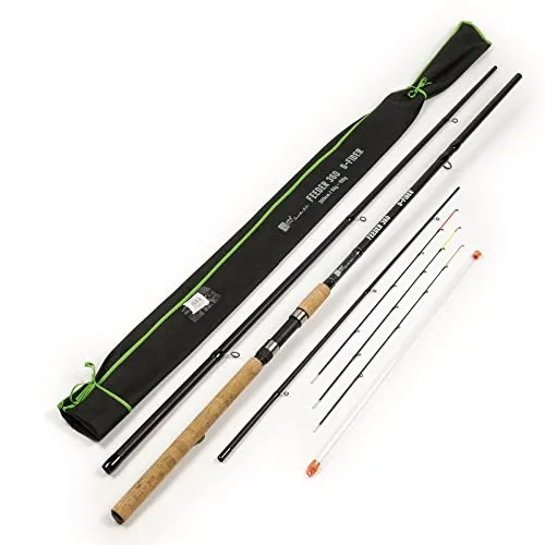 Zite Fishing Feederrute – Steckrute Feeder-Angeln - Friedfisch Angelrute mit 3 Wechselspitzen & Korkgriff - Ideal für Futterkorb Angeln - Einsteiger Angelruten (3,60m 50-150g) Feederruten, Feeder Rute