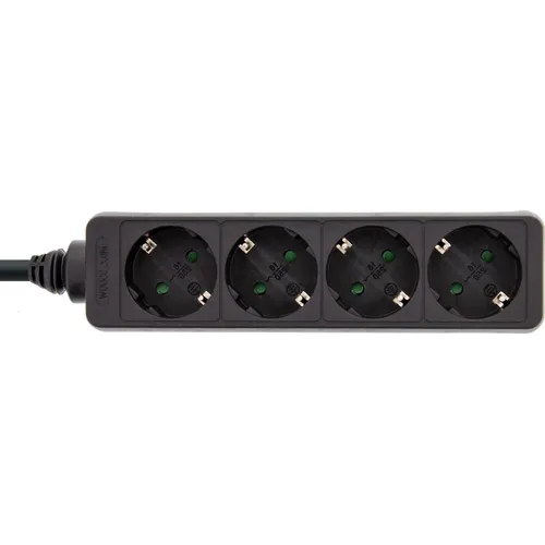 3.00m InLine Steckdosenleiste, 4-fach Schutzkontakt, schwarz