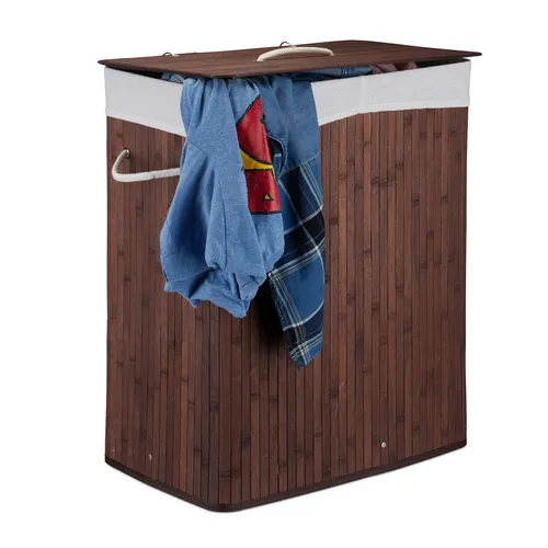 relaxdays Wäschesortierer Wäschekorb aus Bambus mit 2 Fächern - Praktischer Wäschekorb aus pflegeleichtem Bambus mit 2 Fächern zur perfekten Sortierung Ihrer Wäsche. Faltbar und leicht transportierbar, ideal für jeden Haushalt.