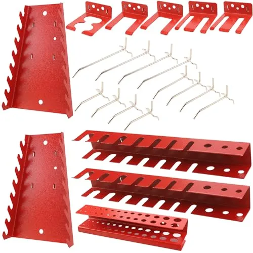 botle® 22-tlg. Werkzeughalter-Set aus Stahl für Metall-Lochwände: Inkl. Schlüsselhalter, Schraubendreherhalter, Bohrerhalter & Haken, robustes Zubehör-Kit