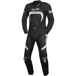 Bogotto Assen 2-Teiler Motorrad Lederkombi, schwarz-weiss, Größe 50 für Männer