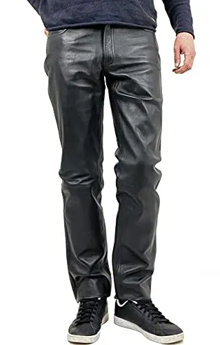 Maddox Herren Lederhose aus Lammnappa in Schwarz, Größe 56 - Wanderhose aus echtem, weichem Lammnappa mit Jeans-Schnitt, ideal für Outdoor-Aktivitäten. Individuell kürzbar für perfekten Sitz und Komfort.