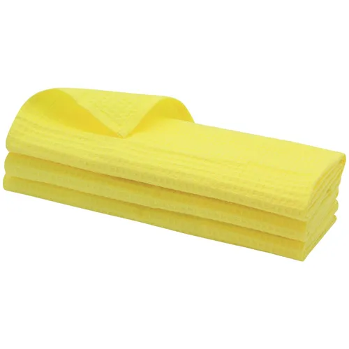 3x Geschirrtuch aus 100% Baumwolle Waffel-Piqué in gelb / Küchentuch / Putztuch