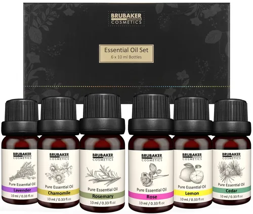 BRUBAKER Duftöl 6er-Set Ätherische Öle Aromatherapieöle (6 x 10 ml Naturrein, Lavendel Rose Rosmarin Kamille Lemon Zeder), Ätherische Öle Aromatherapie Geschenkset