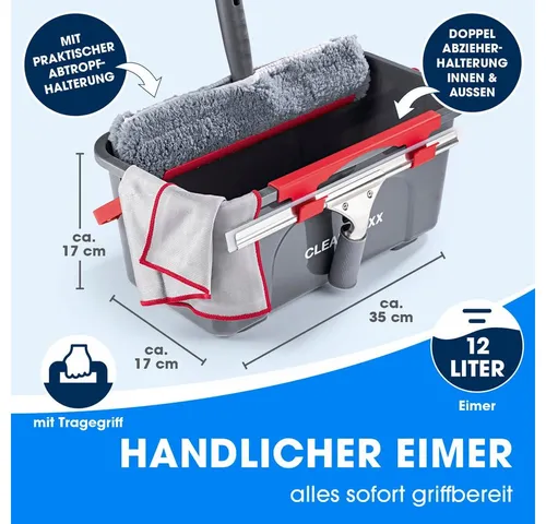 CLEANmaxx Sprühwischer Fensterreiniger grau/rot (7-tlg)